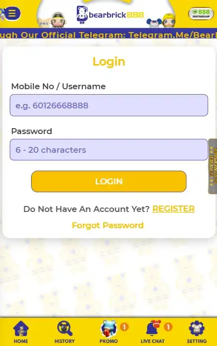 Bearbrick888 Login on Mobile